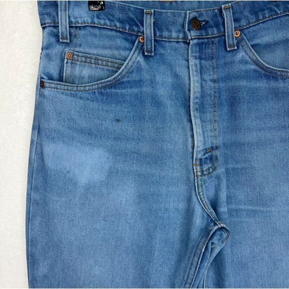 Vintage Levi’s Jeans 34x31 USA 516 Orange Tab Boot Cut Blue Distressed 80s - Picture 14 of 16